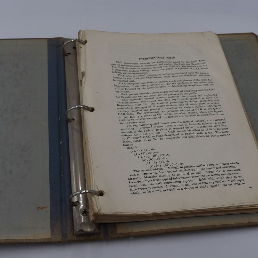 Vintage 1950s Civil Aeronautics Flight Manual in 3-Ring Binder